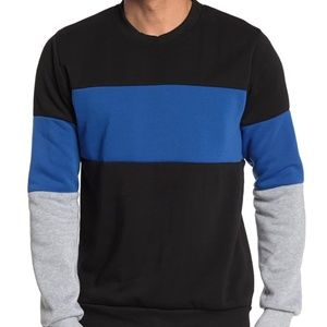 Pacific Blue Fleece Colorblock CrewNeck Sweatshirt